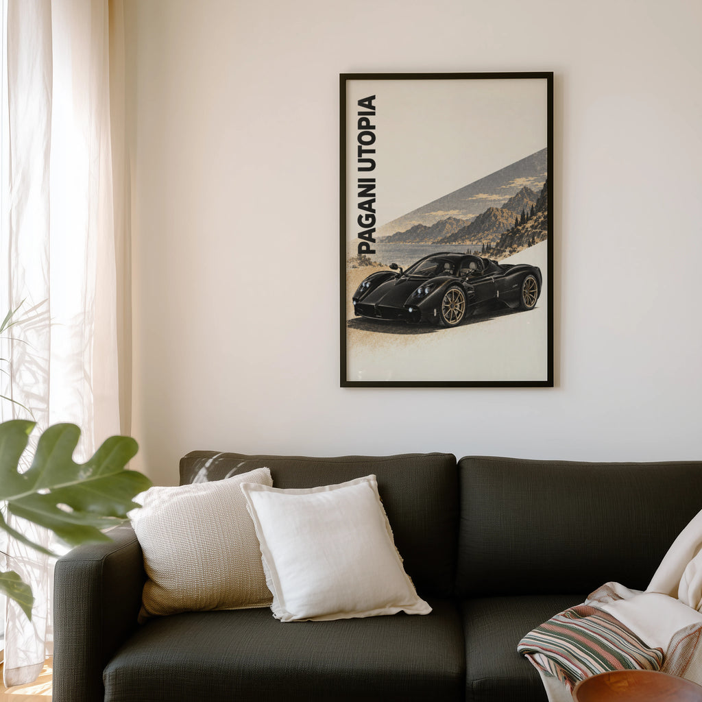 Vintage Pagani Utopia Print, Supercar Wall Art