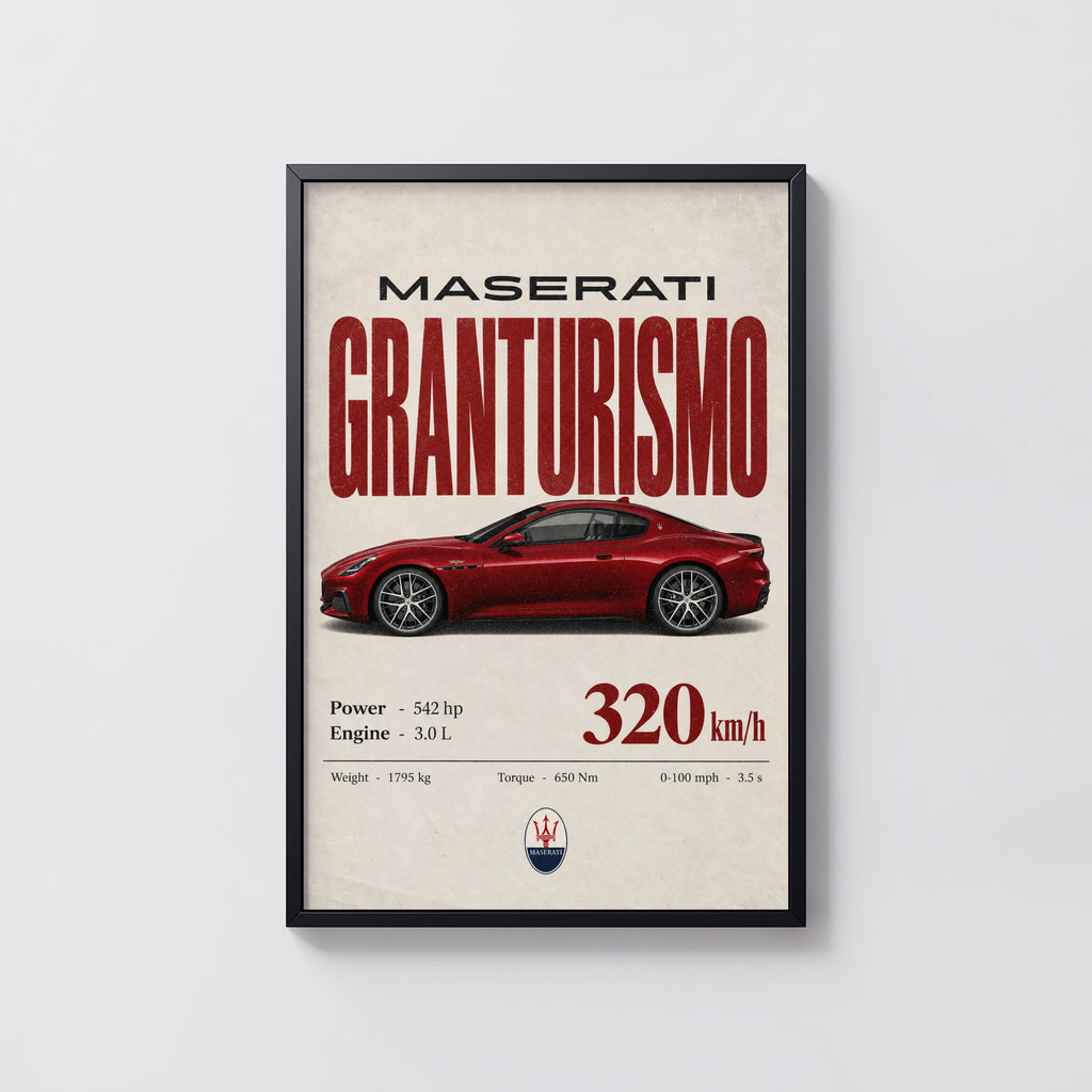 Vintage Maserati GranTurismo Print, Car Wall Art