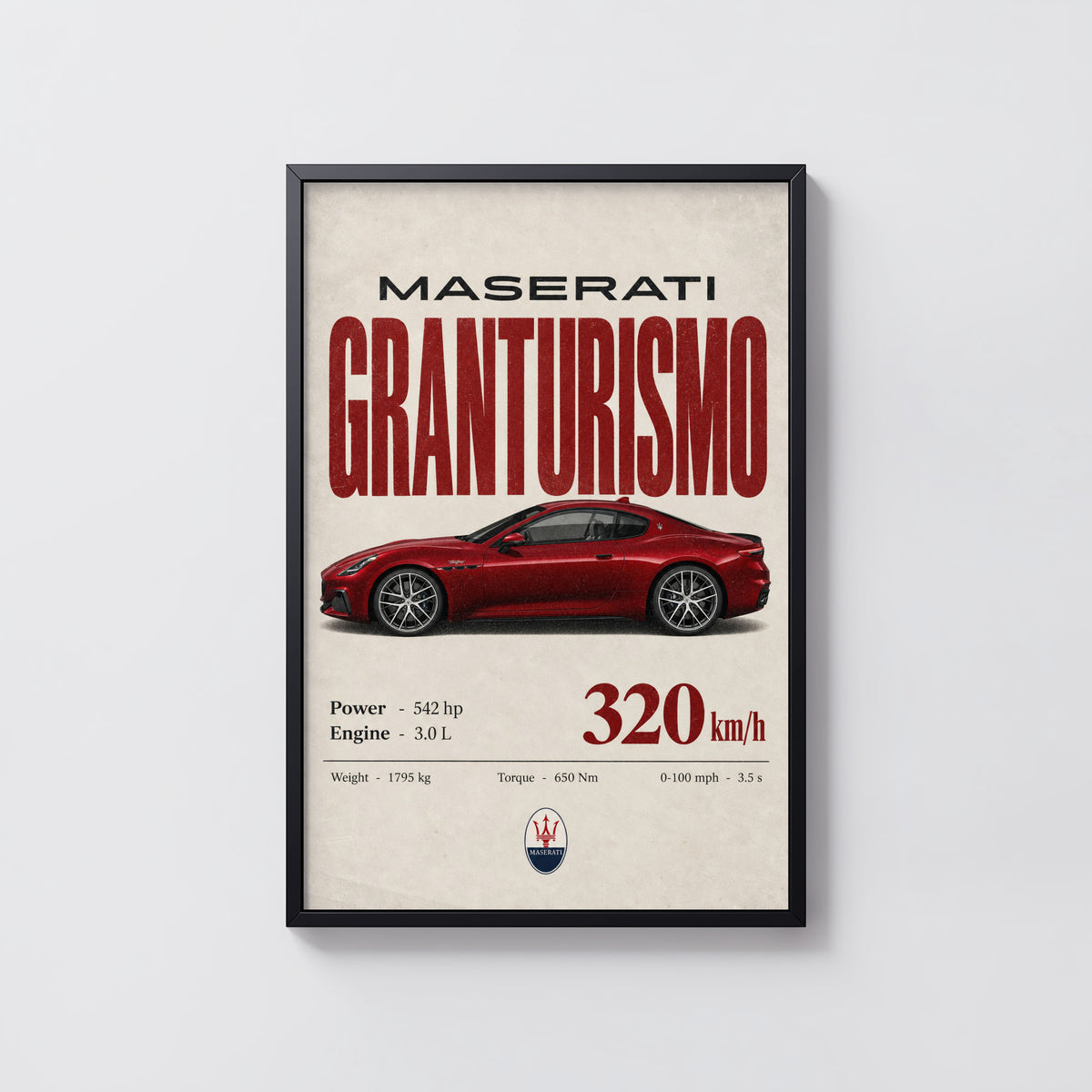 Vintage Maserati GranTurismo Print, Car Wall Art