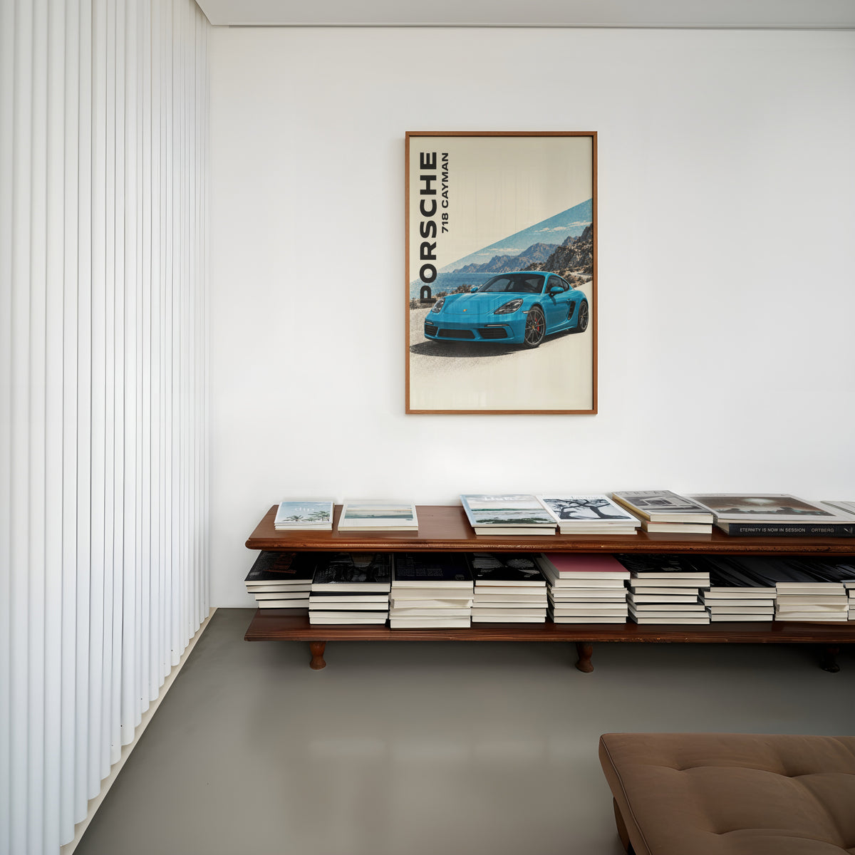Vintage Print, Porsche 718 Cayman Coastal Wall Art