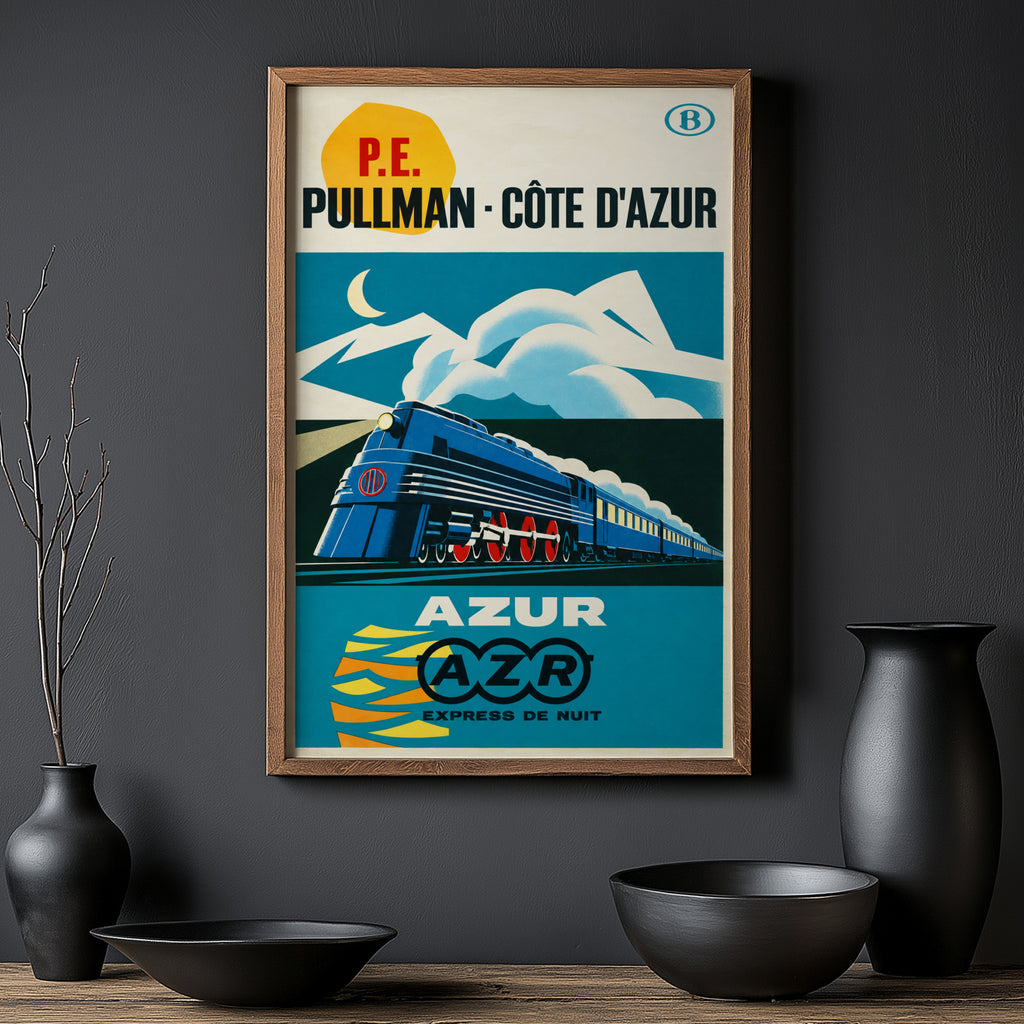 Vintage Print Poster, Pullman Cote d'Azur Train Art