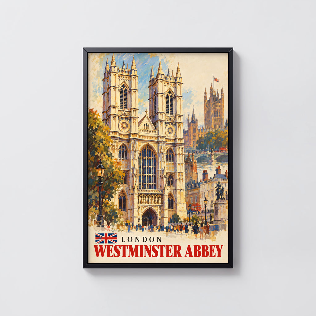 Vintage Westminster Abbey Poster, London Wall Art Print