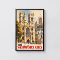 Vintage Westminster Abbey Poster, London Wall Art Print