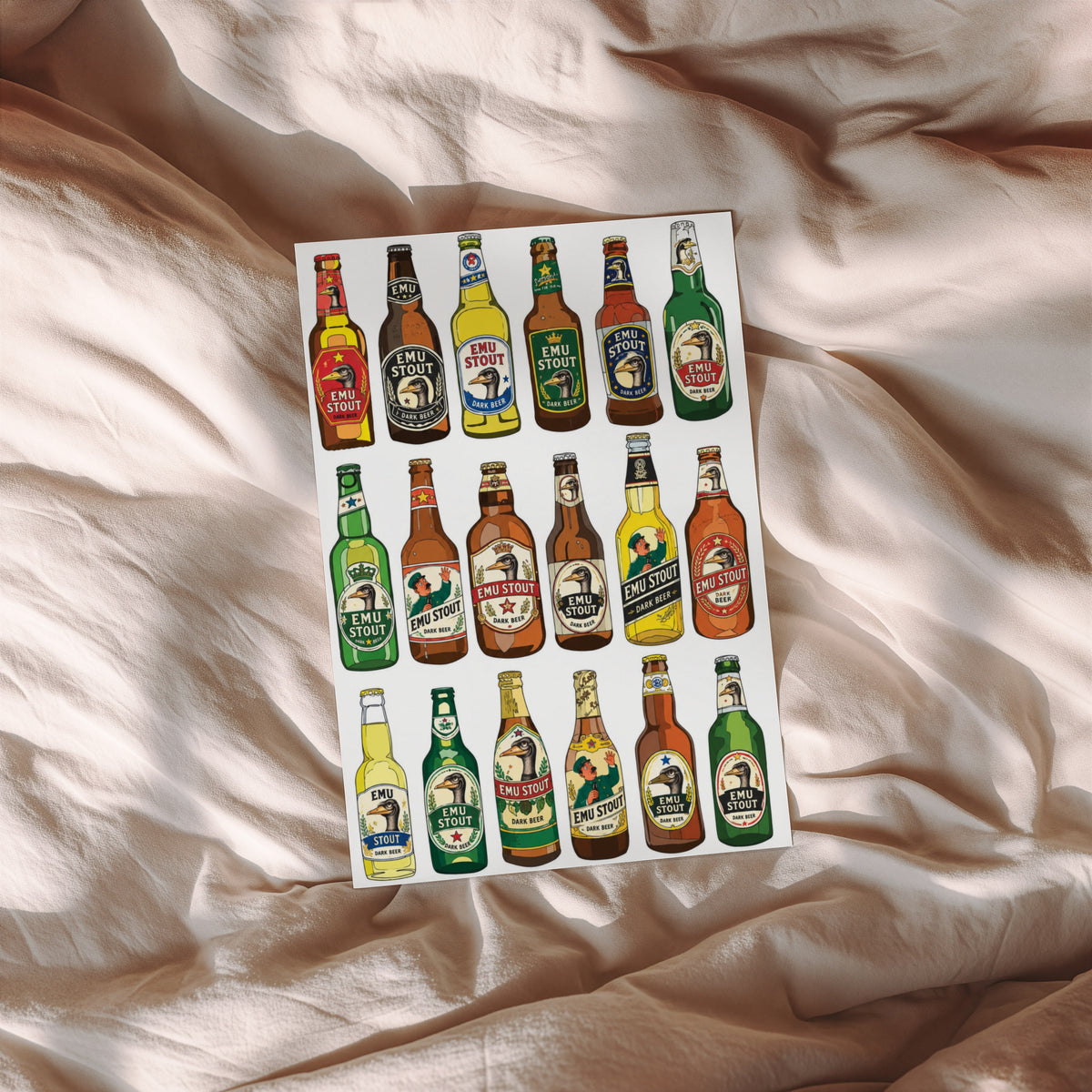 Vintage Emu Stout Beer Print and Poster, Dark Beer Art