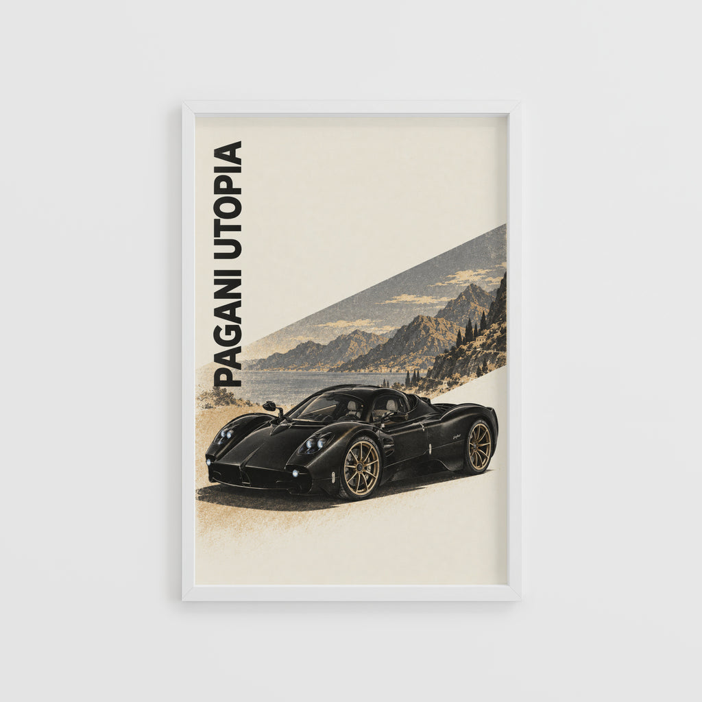 Vintage Pagani Utopia Print, Supercar Wall Art