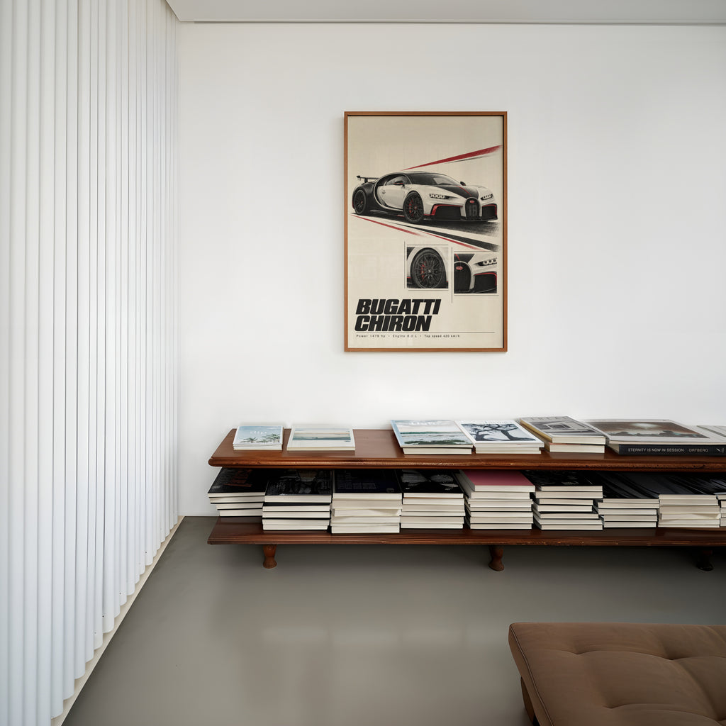 Vintage Bugatti Chiron Print, Supercar Wall Art
