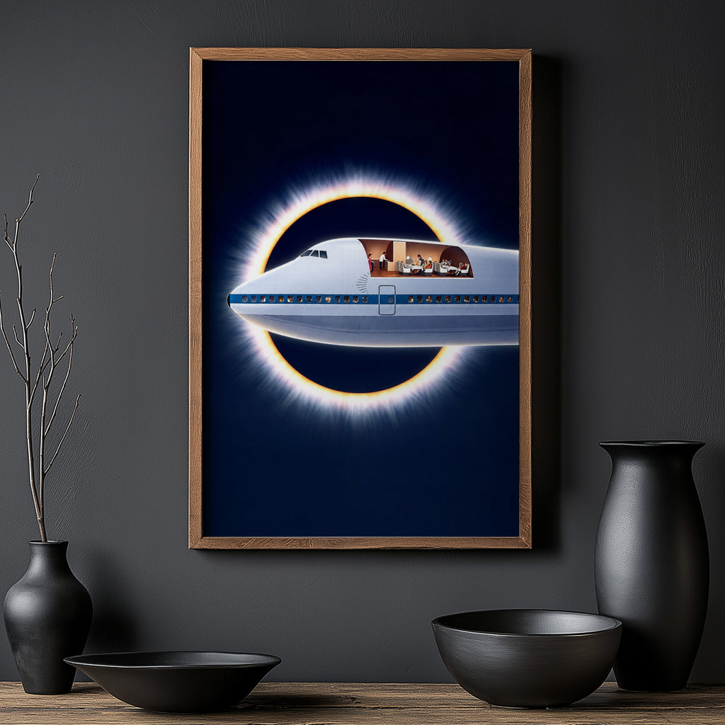 Vintage Jumbo Jet Poster, Eclipse Wall Art, Airline Print