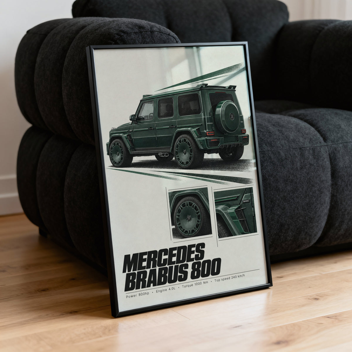 Vintage Mercedes Brabus 800 Print, Car Poster, Green G Wagon