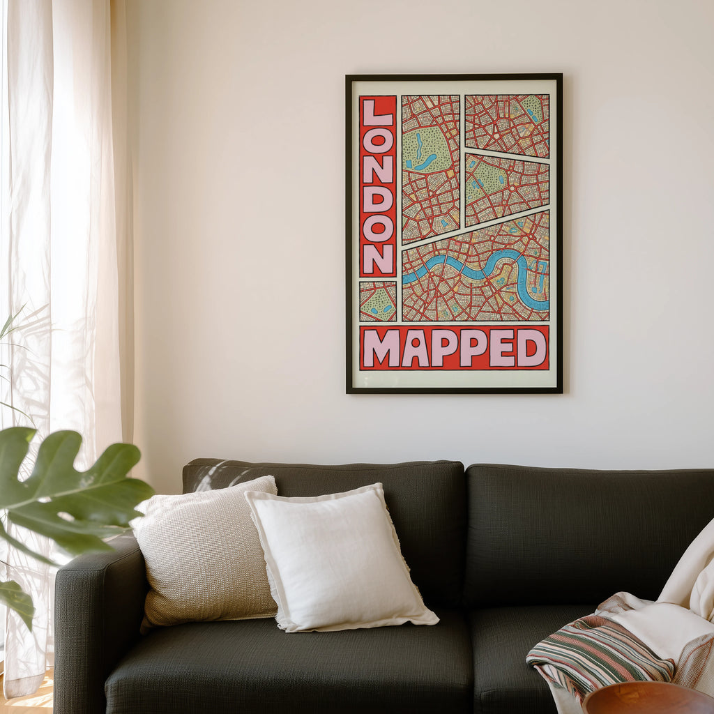 Vintage London Map Poster, England Wall Art, City Print