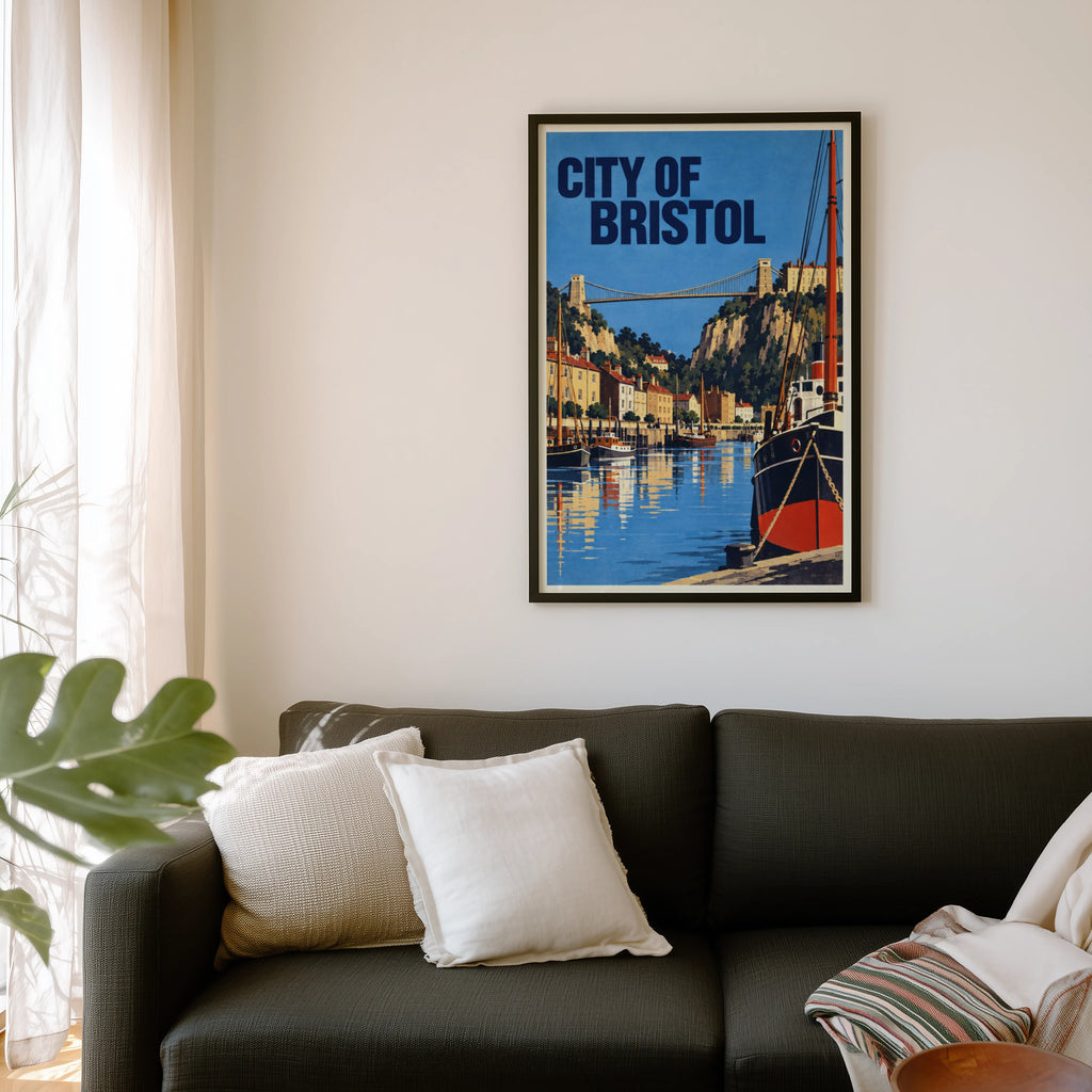 Vintage Bristol Poster, Clifton Bridge Wall Art, Print