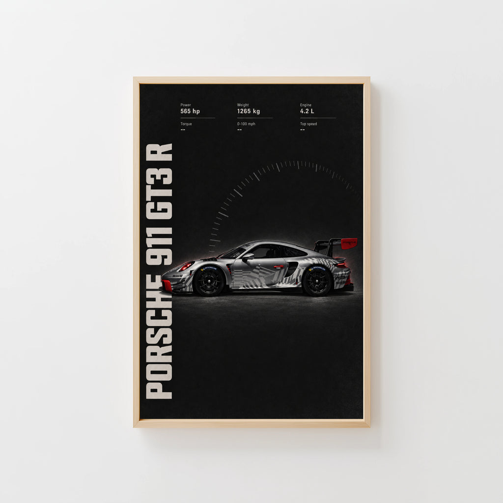 Vintage Porsche 911 GT3 R Racing Car Print