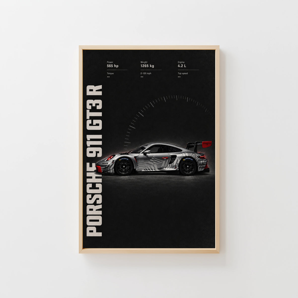 Vintage Porsche 911 GT3 R Racing Car Print
