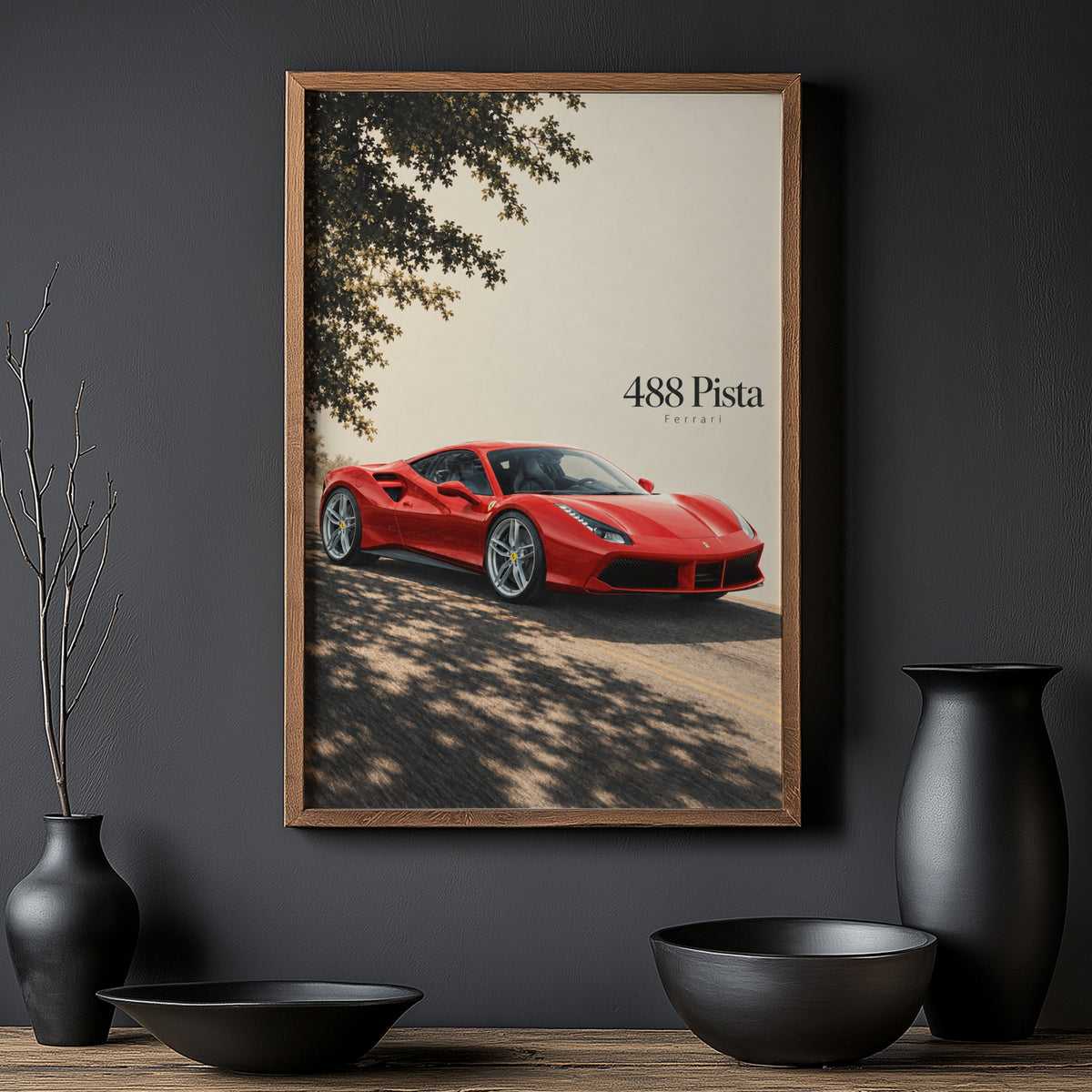 Vintage Ferrari 488 Pista Print, Supercar Wall Art