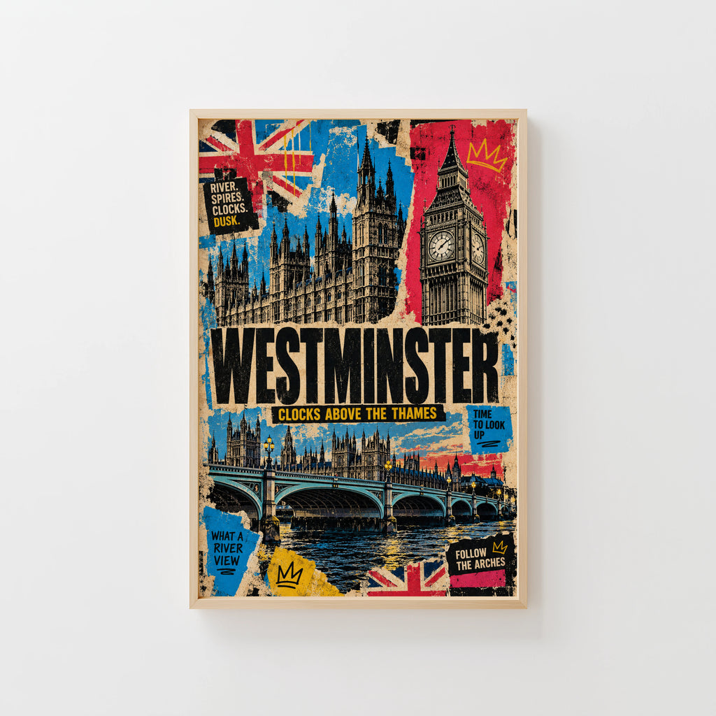 Vintage Westminster London Poster, Big Ben Wall Art Print