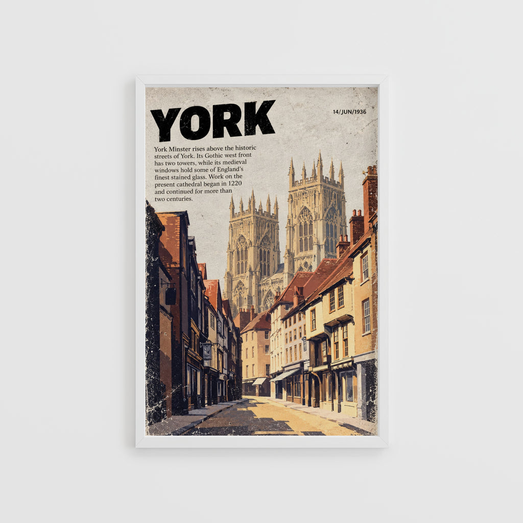 Vintage York Minster Poster, Yorkshire Wall Art