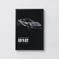 Vintage Ferrari 812 Print, Supercar Wall Art