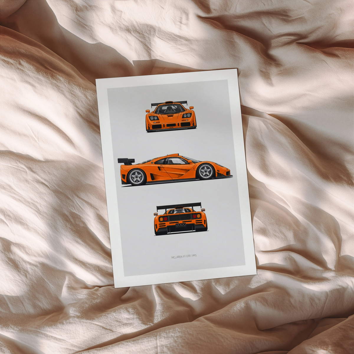 Vintage McLaren F1 GTR 1995 Three-View Wall Art Print