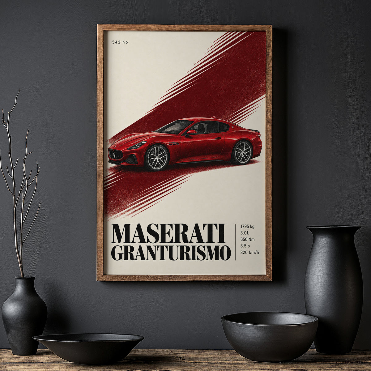 Vintage Maserati GranTurismo Print, Red Car Art