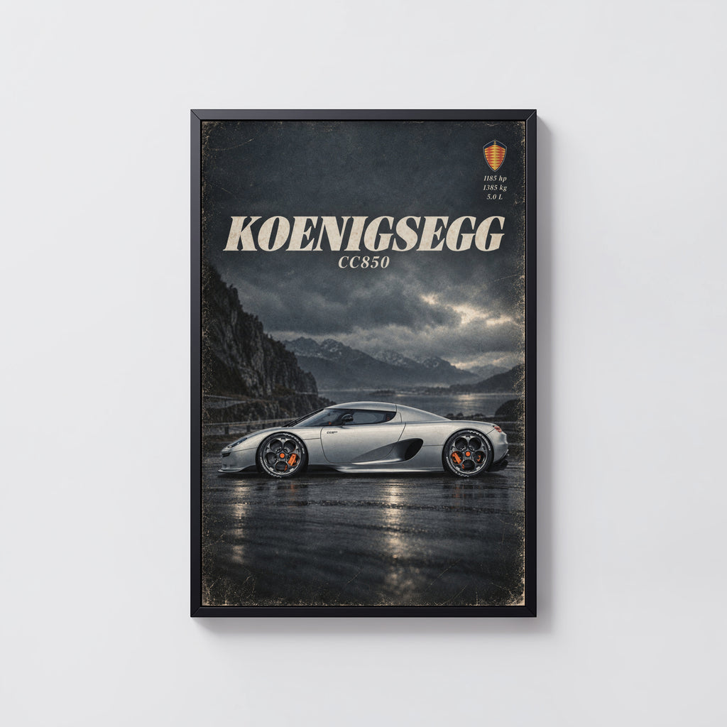 Vintage Koenigsegg CC850 Print, Supercar Wall Art