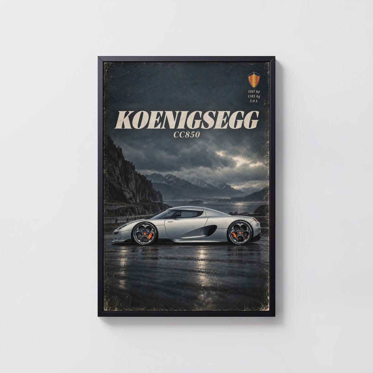 Vintage Koenigsegg CC850 Print, Supercar Wall Art