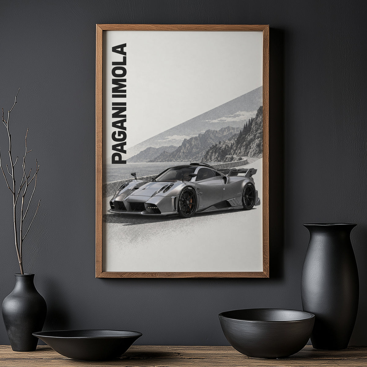 Vintage Pagani Imola Print, Supercar Wall Art