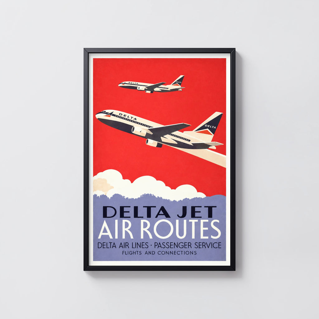 Vintage Delta Jet Poster, Airline Wall Art, Aviation Print