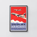 Vintage Delta Jet Poster, Airline Wall Art, Aviation Print