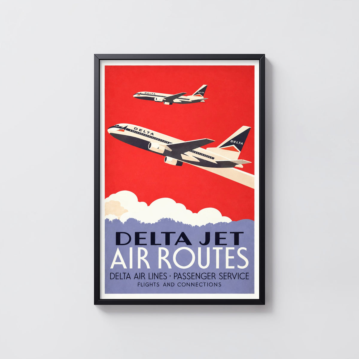 Vintage Delta Jet Poster, Airline Wall Art, Aviation Print