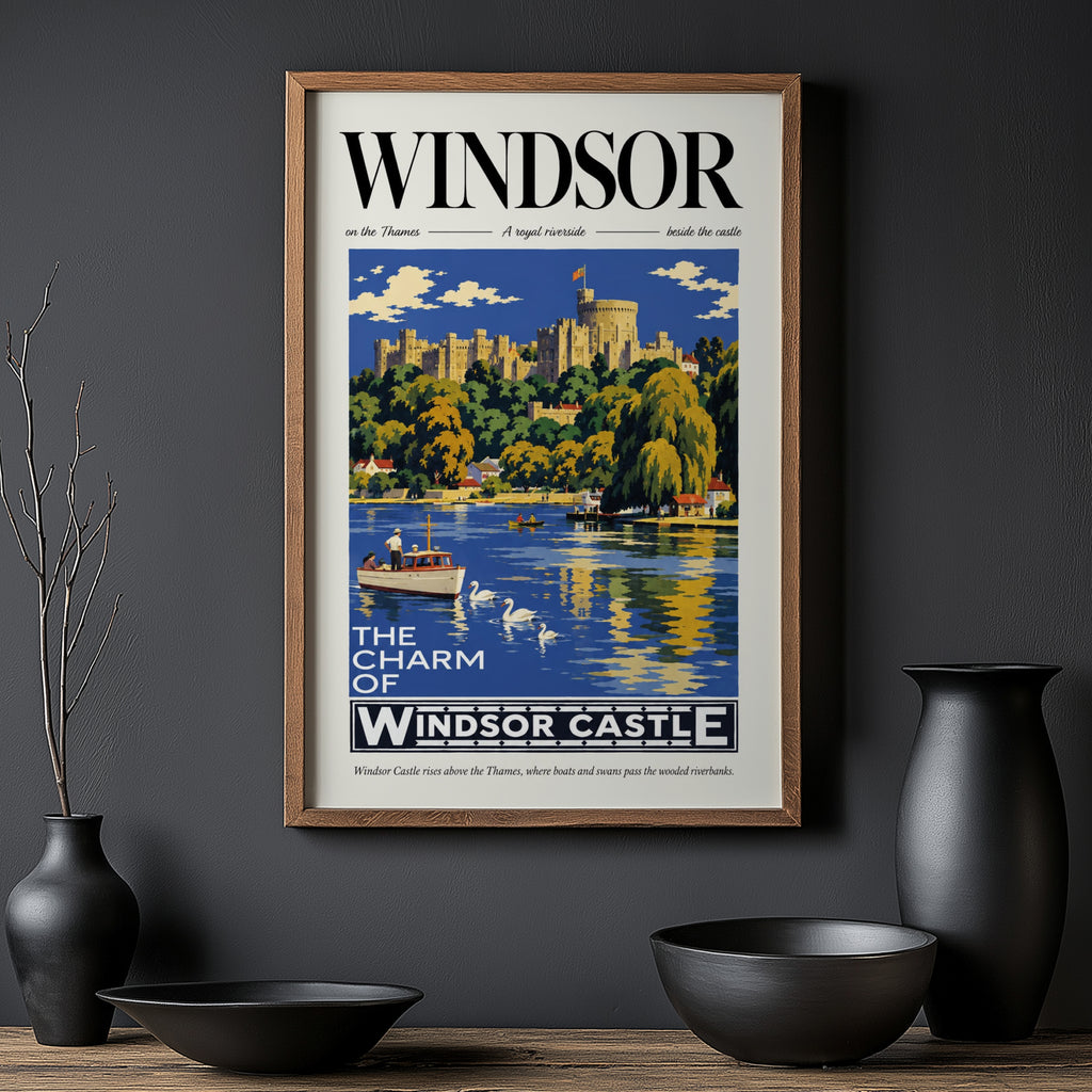 Vintage Windsor Castle Poster, Thames Wall Art