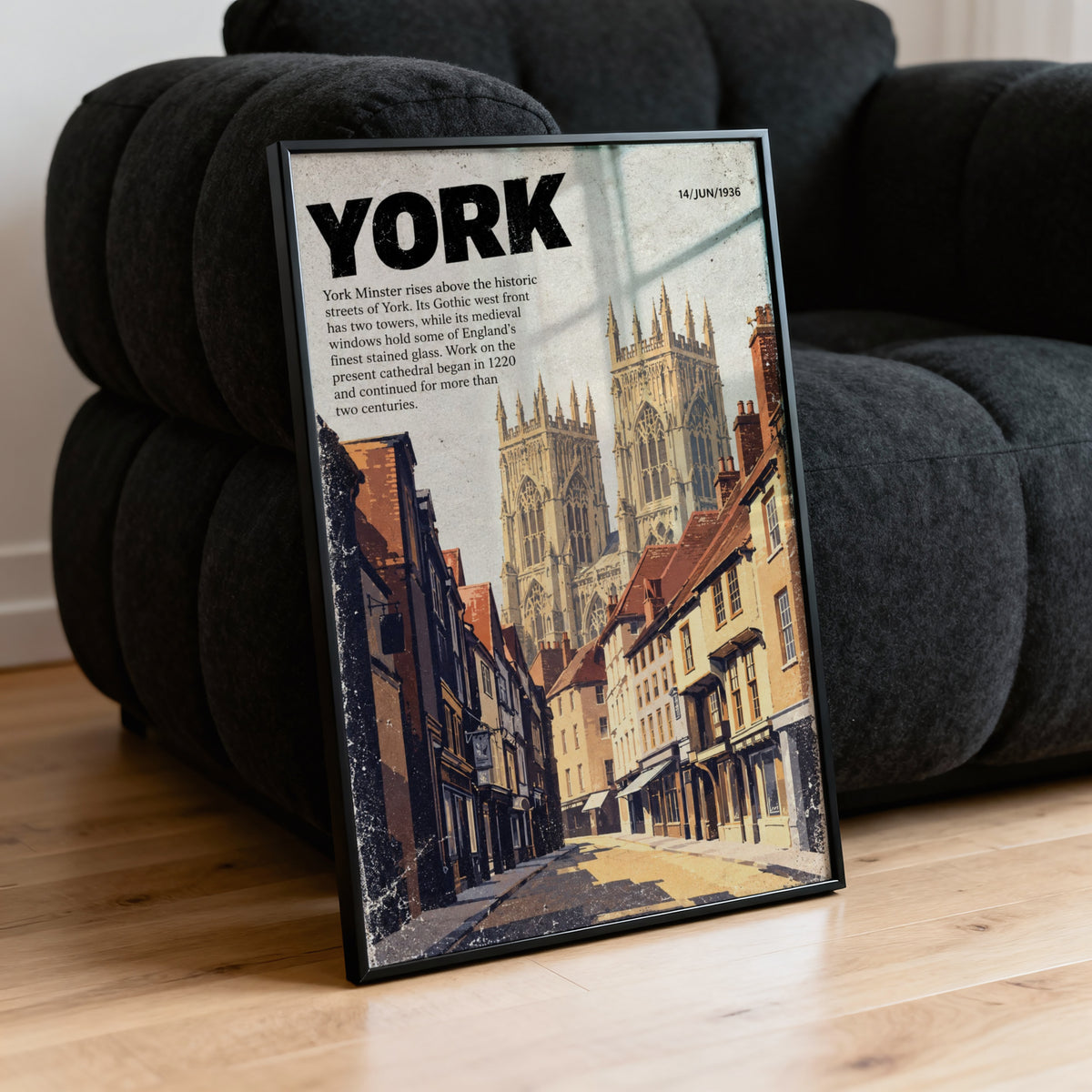 Vintage York Minster Poster, Yorkshire Wall Art