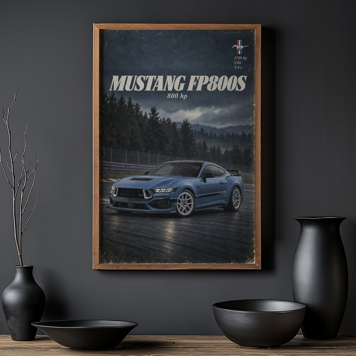 Vintage Mustang FP800S Print, Muscle Car Wall Art