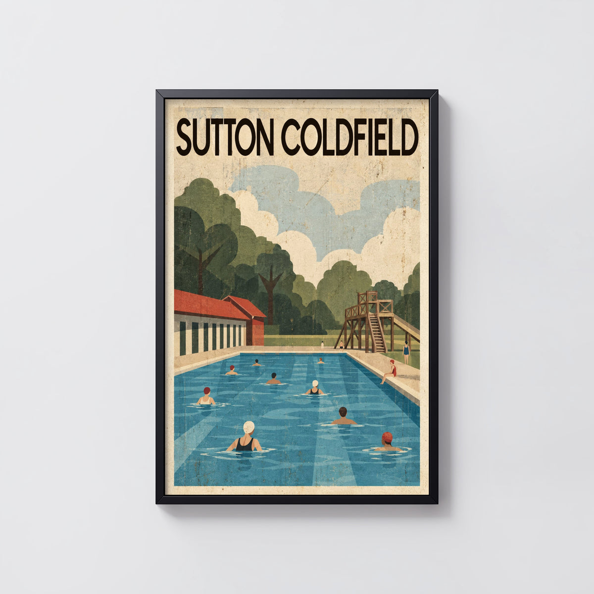 Vintage Sutton Coldfield Poster, Lido Wall Art, Print