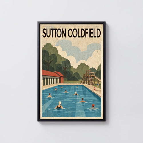Vintage Sutton Coldfield Poster, Lido Wall Art, Print