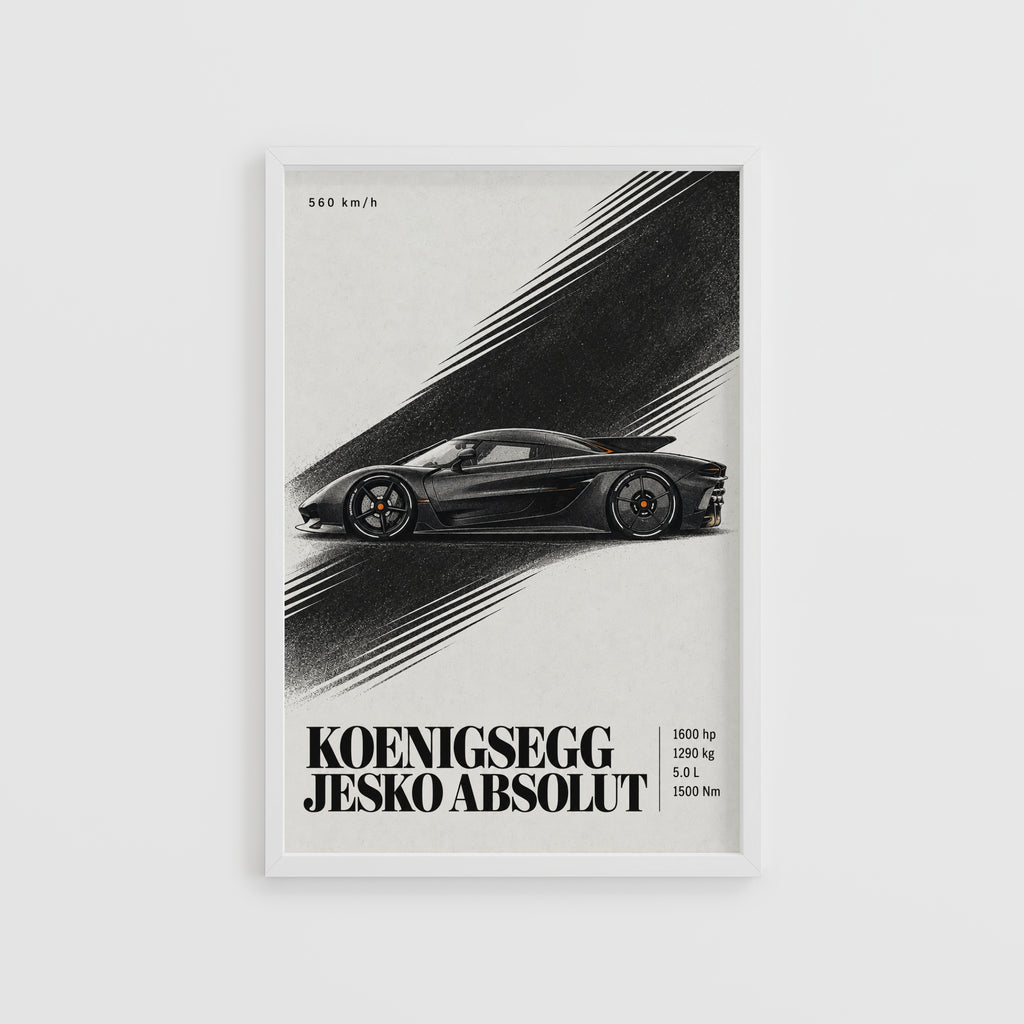 Vintage Koenigsegg Jesko Absolut Print, Car Art