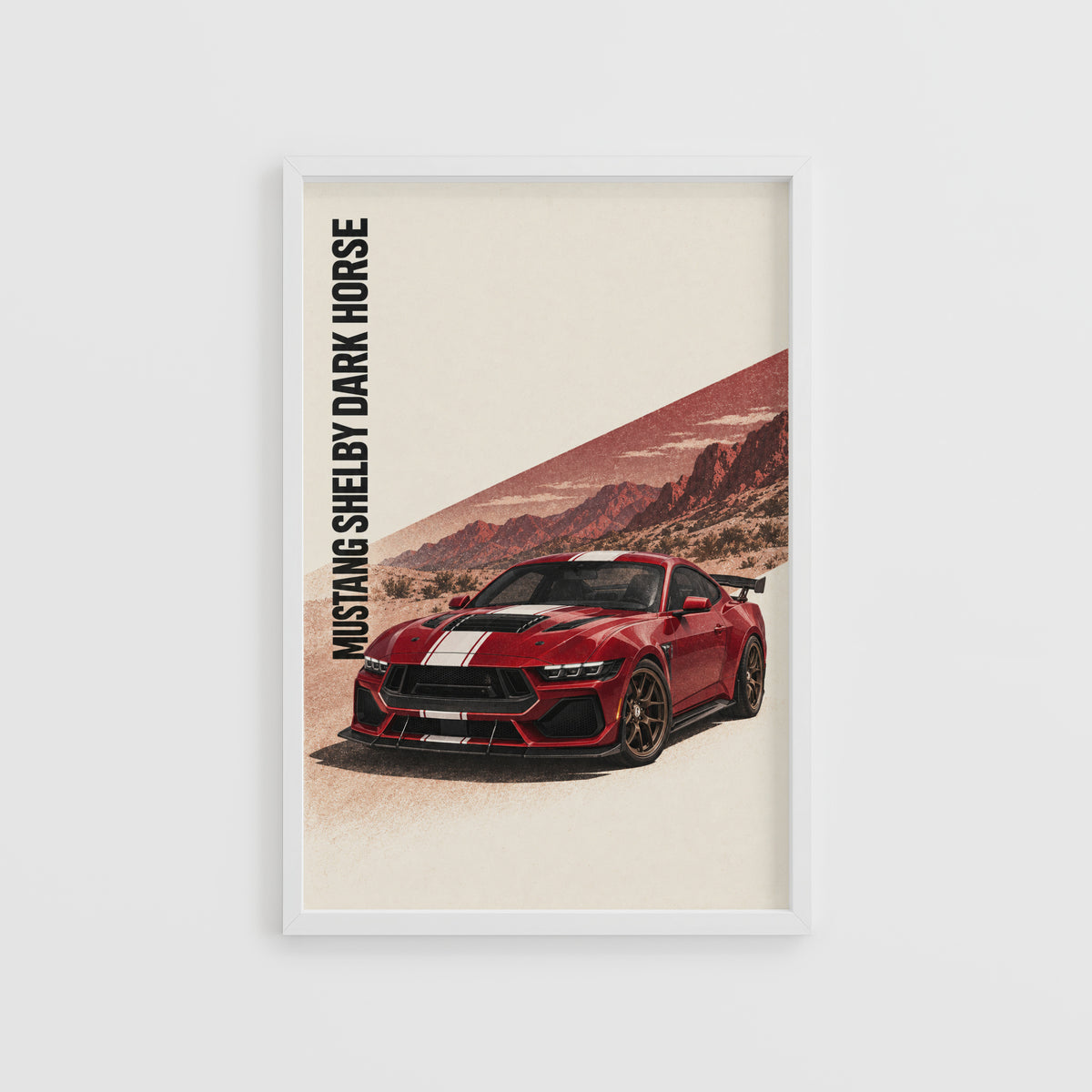 Vintage Mustang Print, Red Muscle Car Wall Art