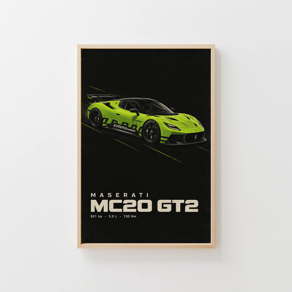 Vintage Maserati MC20 GT2 Print, Race Car Wall Art