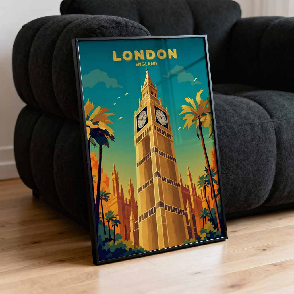 Vintage London Print, Big Ben Poster, Travel Wall Art