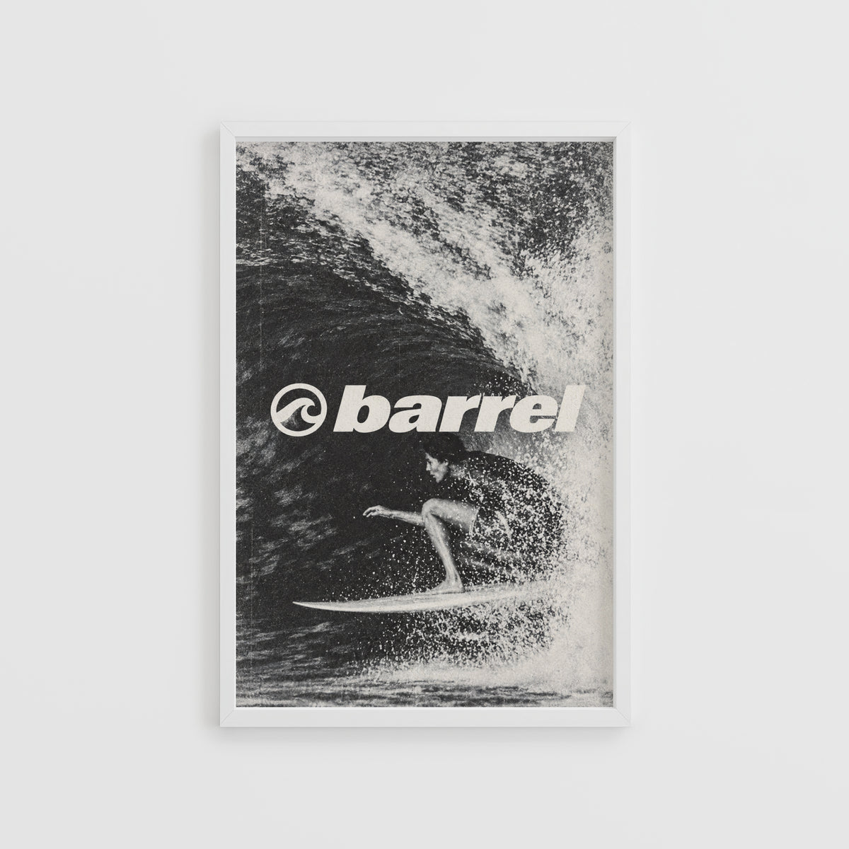 Vintage Barrel Surf Print, Surfer Poster, Wave Wall Art