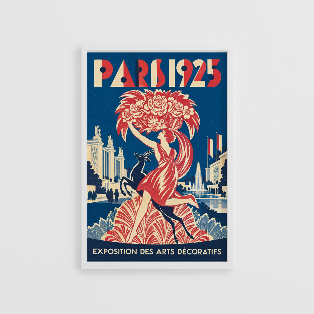Vintage Paris 1925 Poster, Art Deco Wall Art, France Print