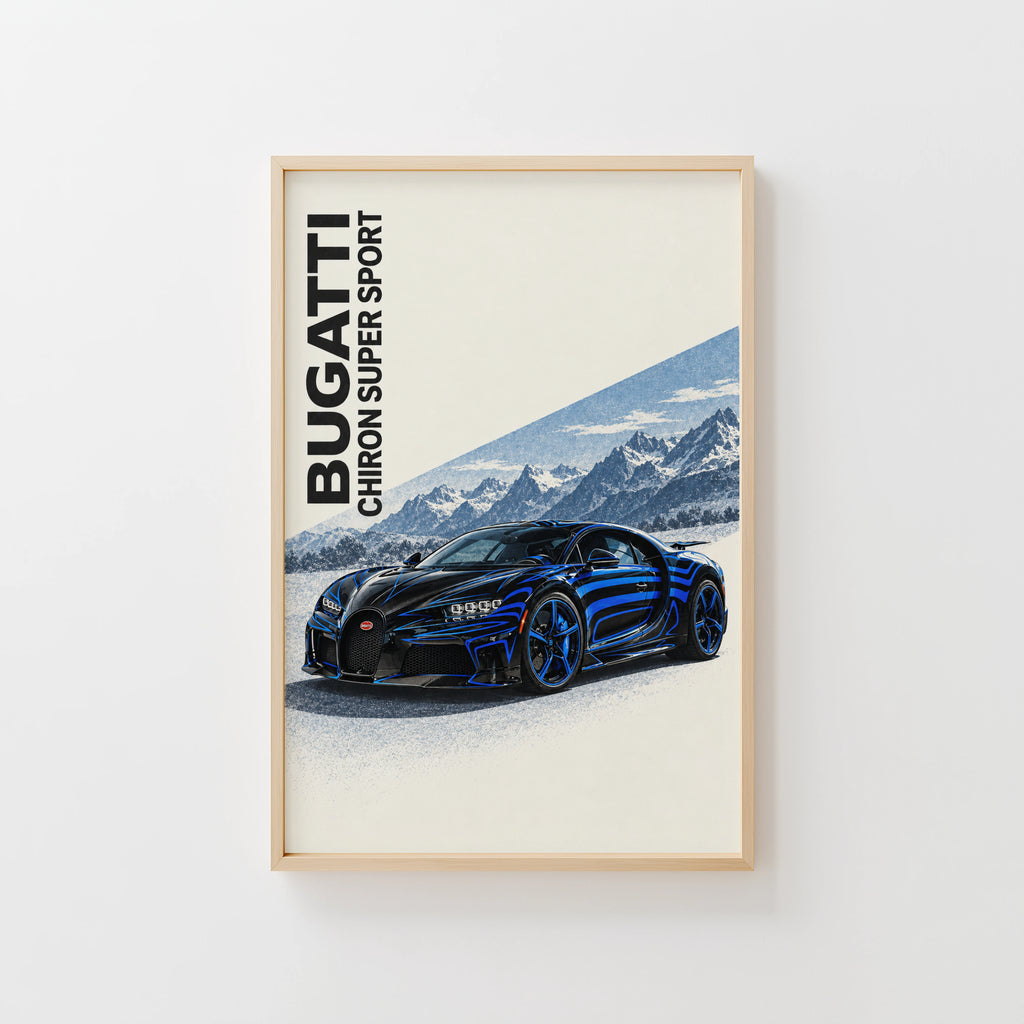 Vintage Bugatti Chiron Print, Car Poster, Wall Art
