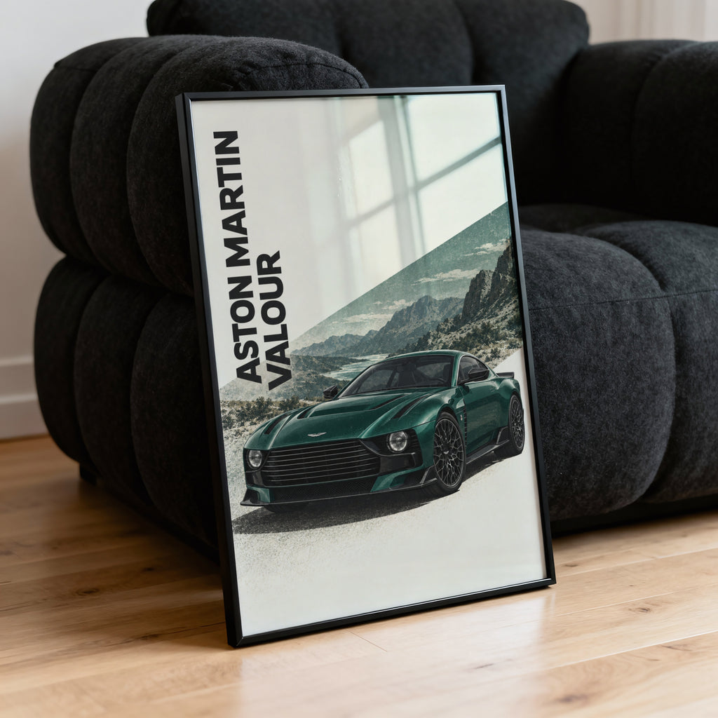 Vintage Aston Martin Valour Print, Green Car Art