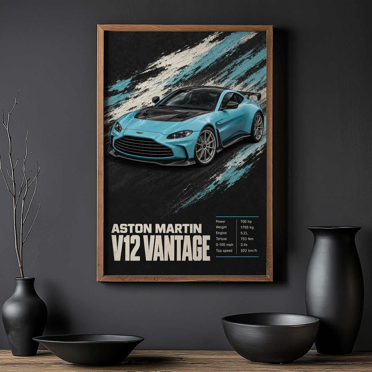 Vintage Aston Martin V12 Vantage Print, Car Wall Art
