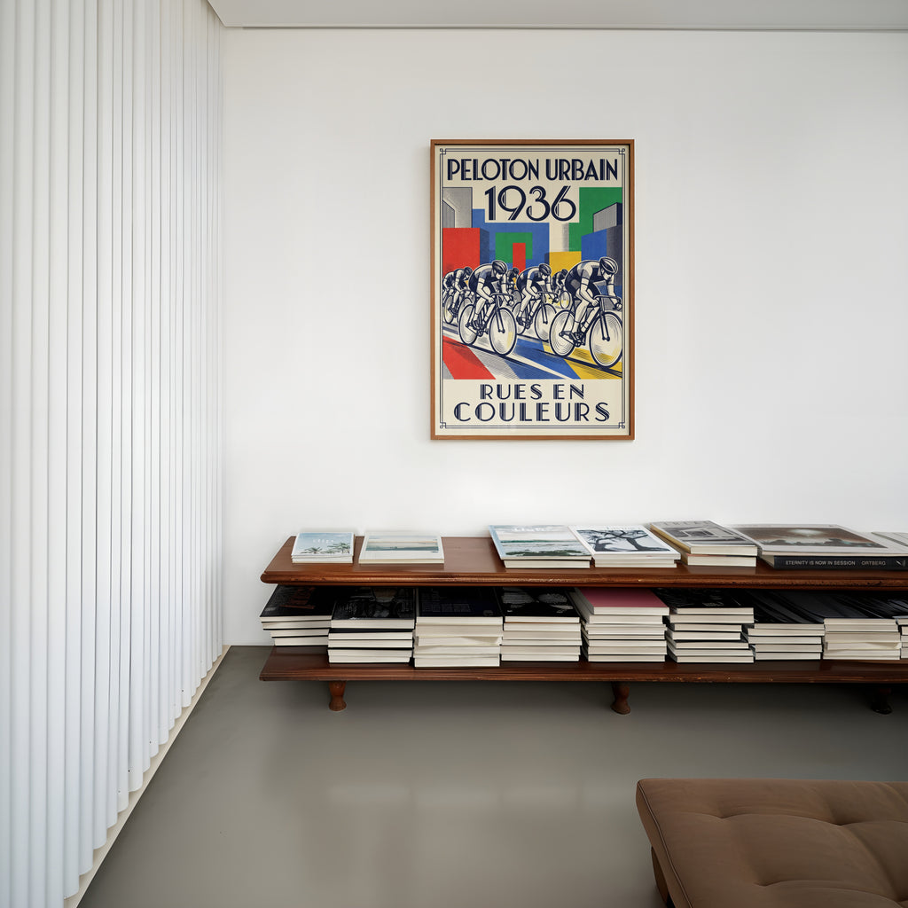 Vintage Cycling Poster, Art Deco Wall Art, Peloton Print