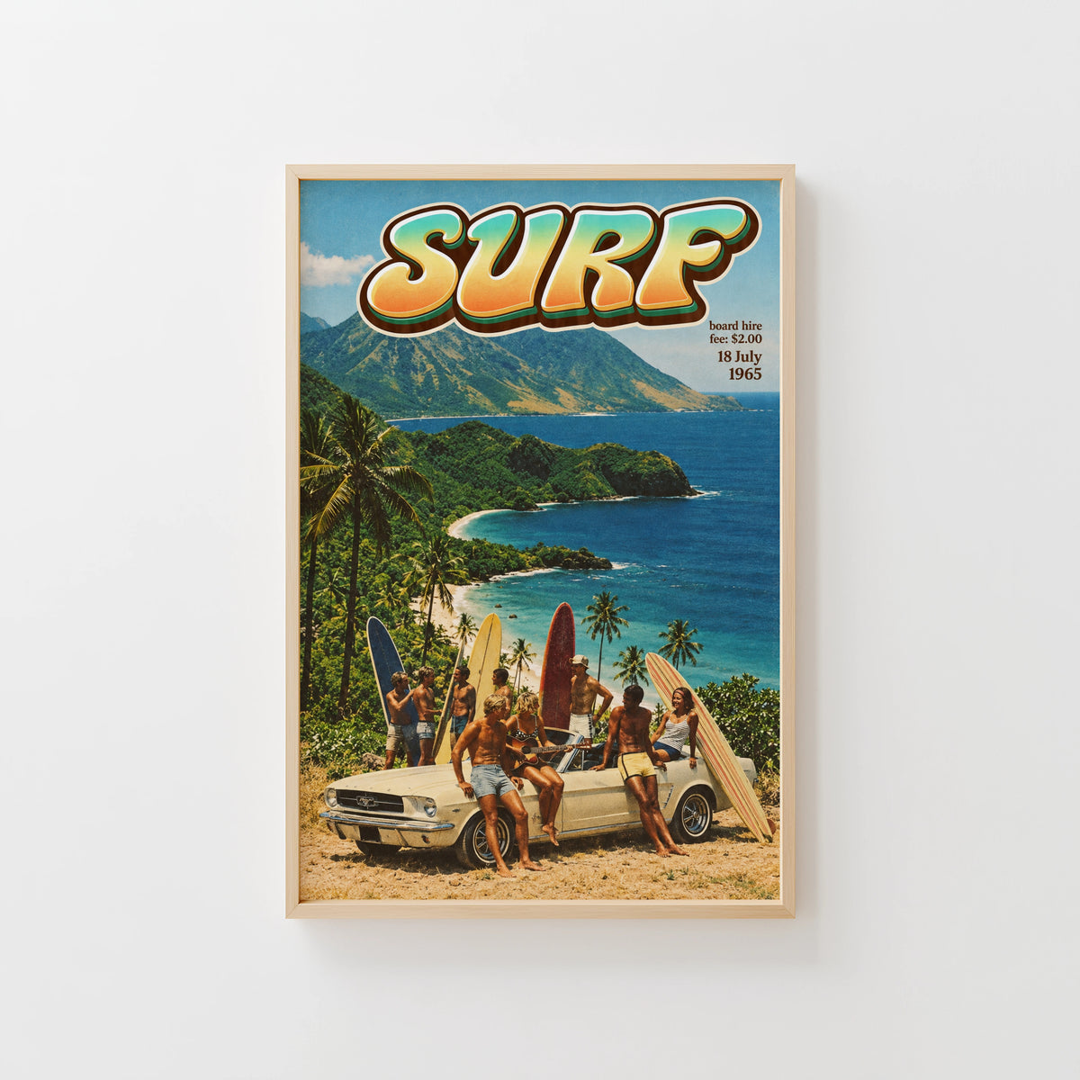 Vintage Surf Print and Poster, Retro Beach Wall Art