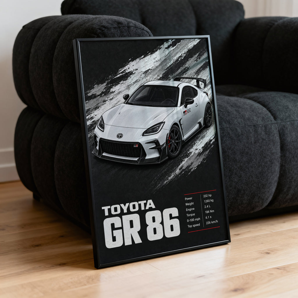 Vintage Toyota GR86 Car Print, Sports Car Poster