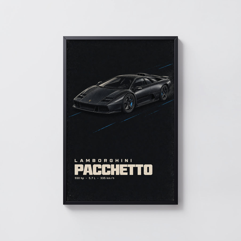 Vintage Lamborghini Pacchetto Print, Car Wall Art