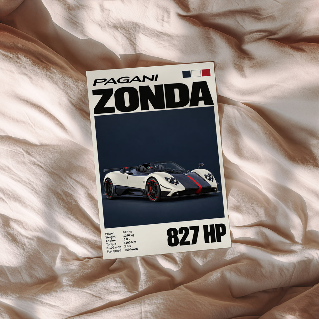 Vintage Pagani Zonda Print, Supercar Wall Art
