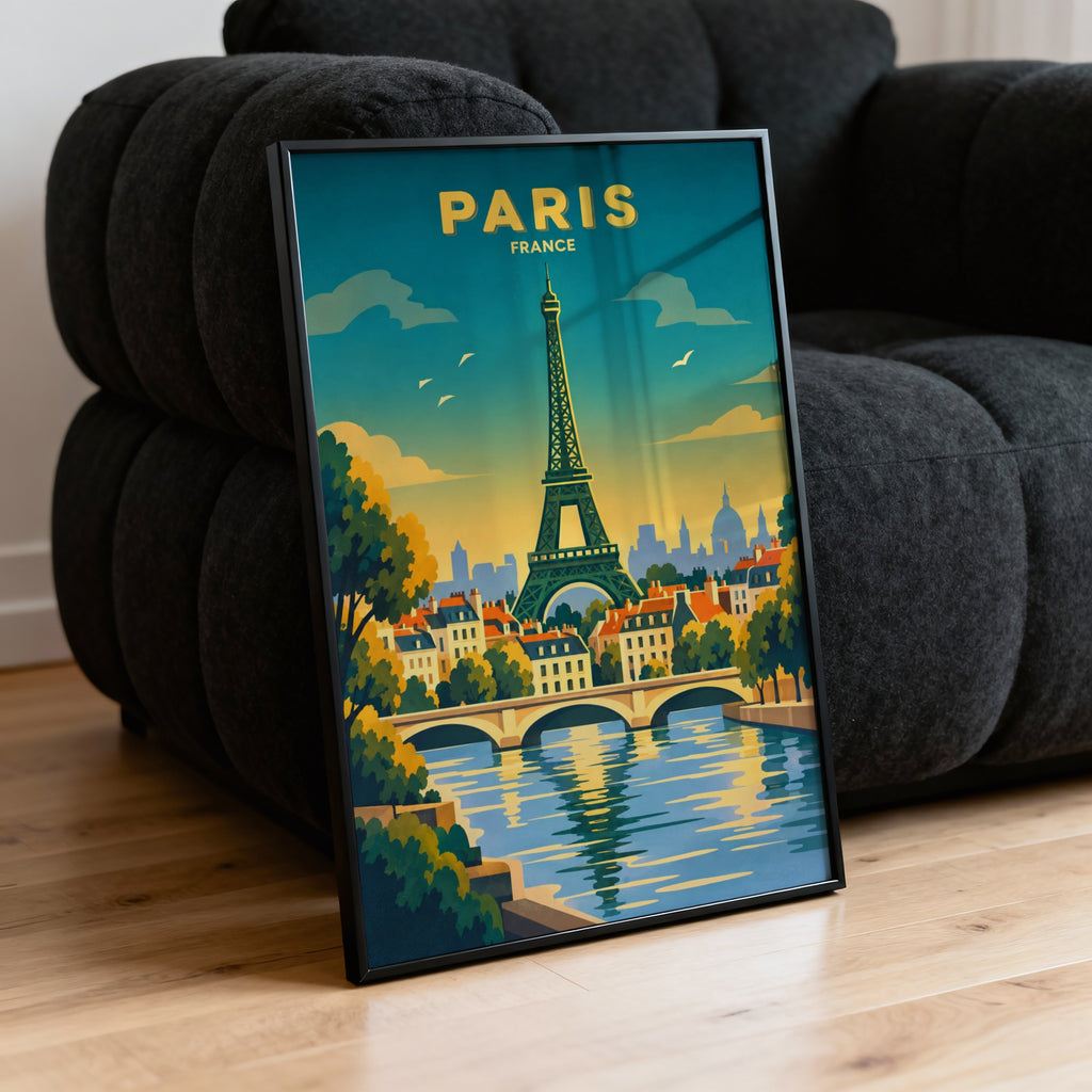Vintage Paris Poster, Eiffel Tower Wall Art, France Print