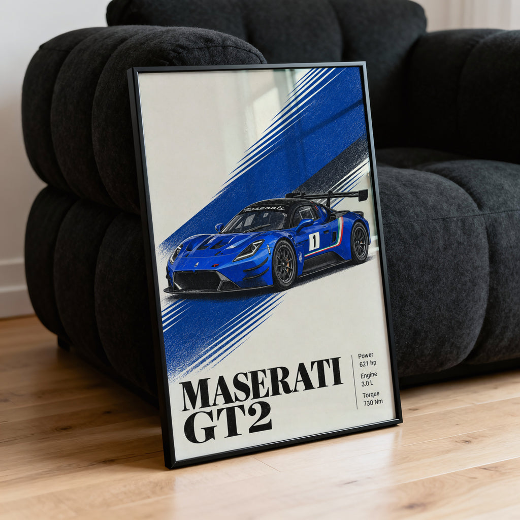 Vintage Maserati GT2 Print, Racing Car Wall Art