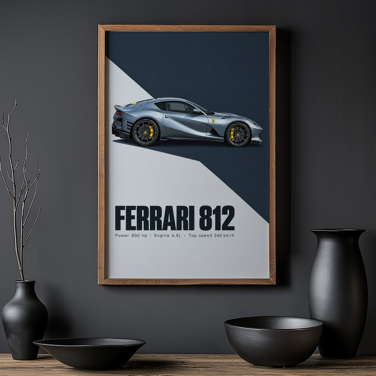 Vintage Ferrari 812 Print, Supercar Wall Art